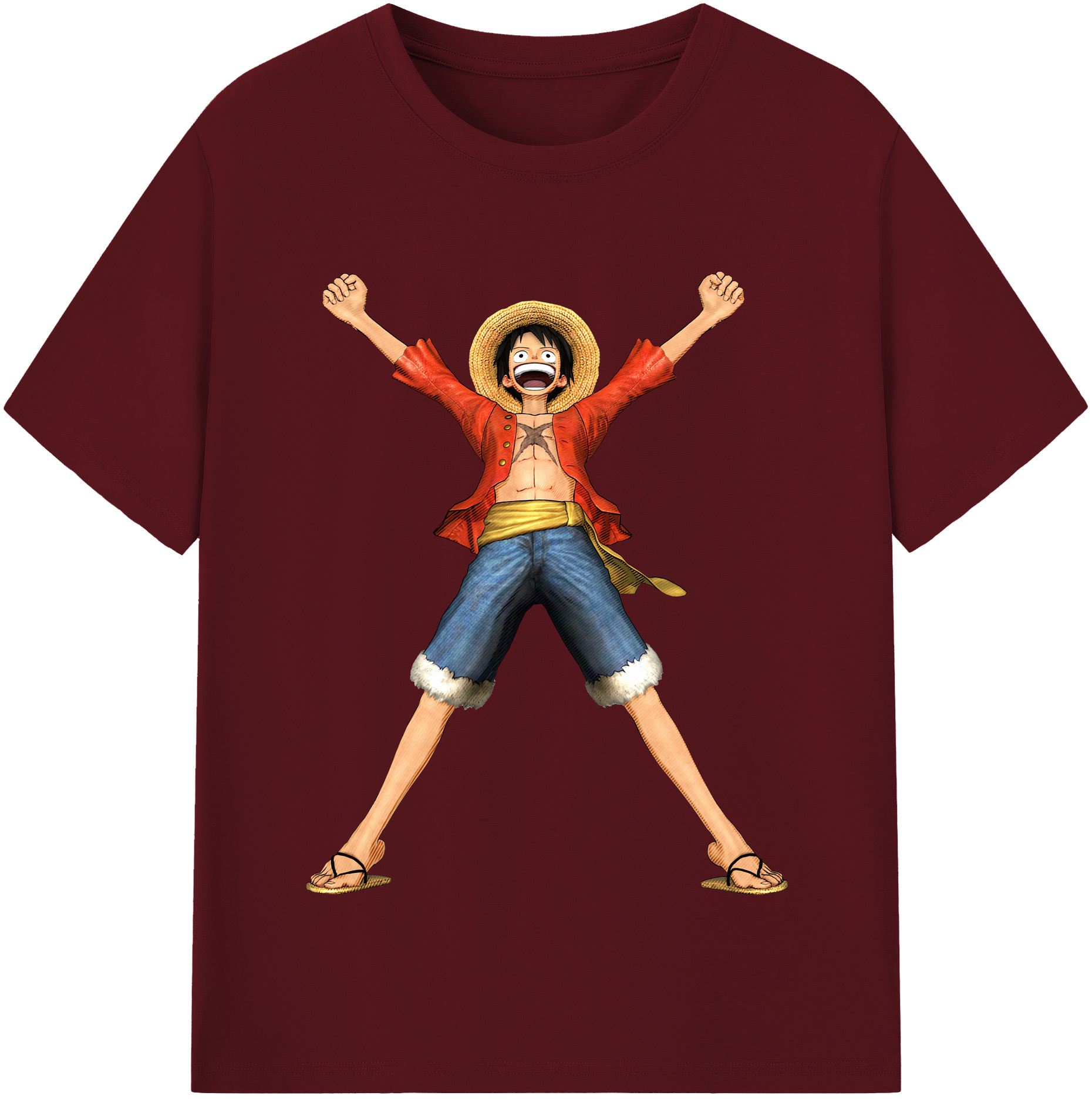 ワンピース モンキー・D・ルフィ ONE PIECE Monkey D. Luffy 綿100％半袖Tシャツ（フロントプリント）